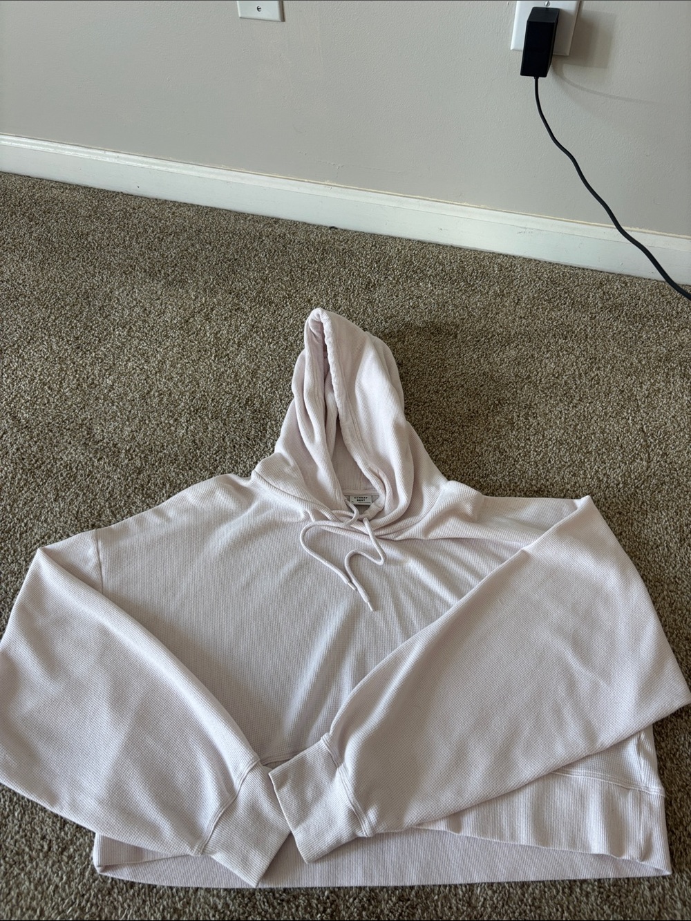 Sunday Best Light Blush Waffle Hoodie with Drawstring